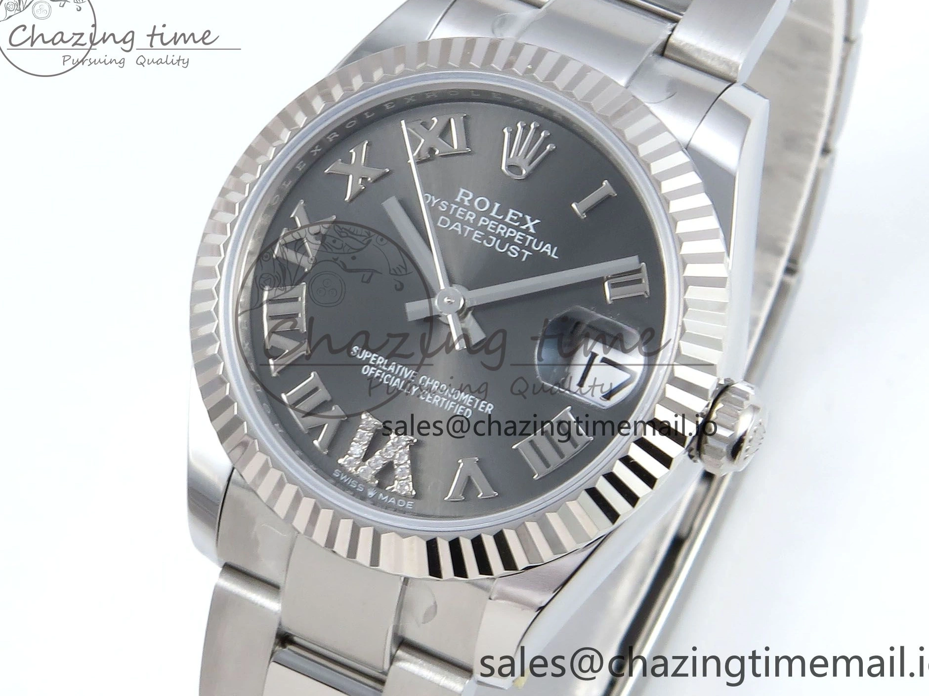 MiroTime 0518 EasyMatch DateJust 31 278274 ARF 1:1 Best Edition 904L Steel Gray Roman Diamonds Dial on SS Oyster Bracelet ETA 550